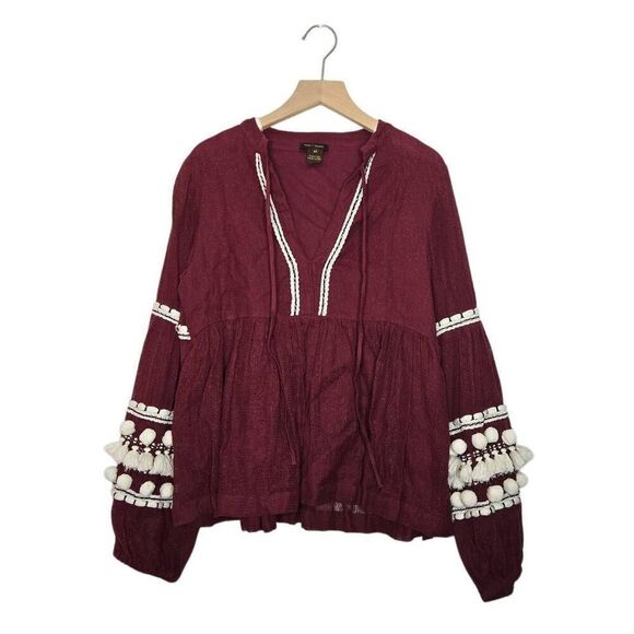 Antropologie Vineet Bahl Women Nisha Peasant Cotton Top Boho Size XS - Picture 1 of 8